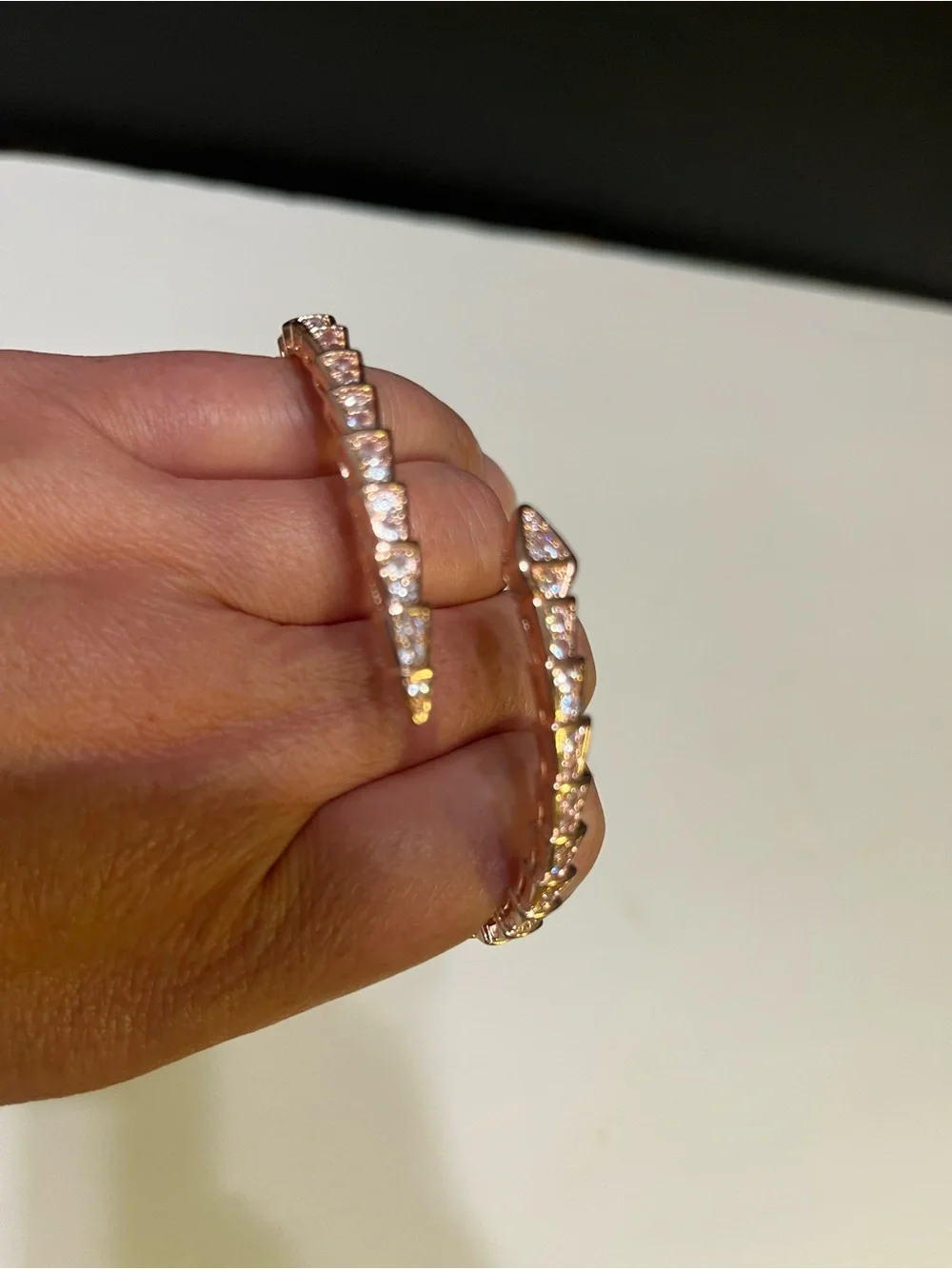 Elegant Rose Gold CZ Snake Bracelet Bangle Small